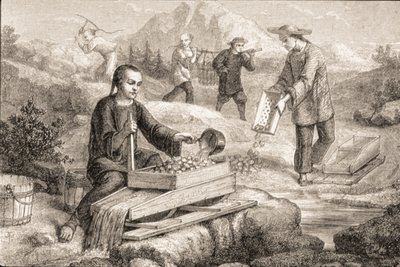 Californische goudzoektocht in de jaren 1860 door French School